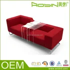 Living Room Purple Color Fabric Leather Corner Sofa Set
