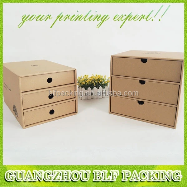 (BLF-PBO070) recycled office kraft paper drawer storage box