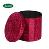 Reatai high quality red round velvet fabric foldable rear storage box