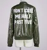 M1158 Runwaylover fashion young ladies back letter print short jacket coats