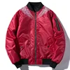 Young men satin bomber jacket wholesale 100% polyester fashion embroidered flight pilot jacket