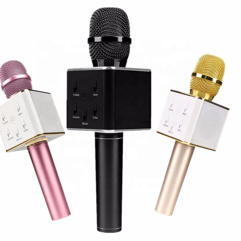 

Hot Sale Q7 Wireless Bluetooth Handheld KTV Karaoke Microphone Mic Bluetooth Speaker for Phone Music, Black;pink;gold;rose gold