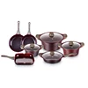 11Pcs Aluminum Die Cast Nonstick Casserole Fry Pan Ceramic Cook Wares Cookware Set With Glass Lid Kitchen Tools