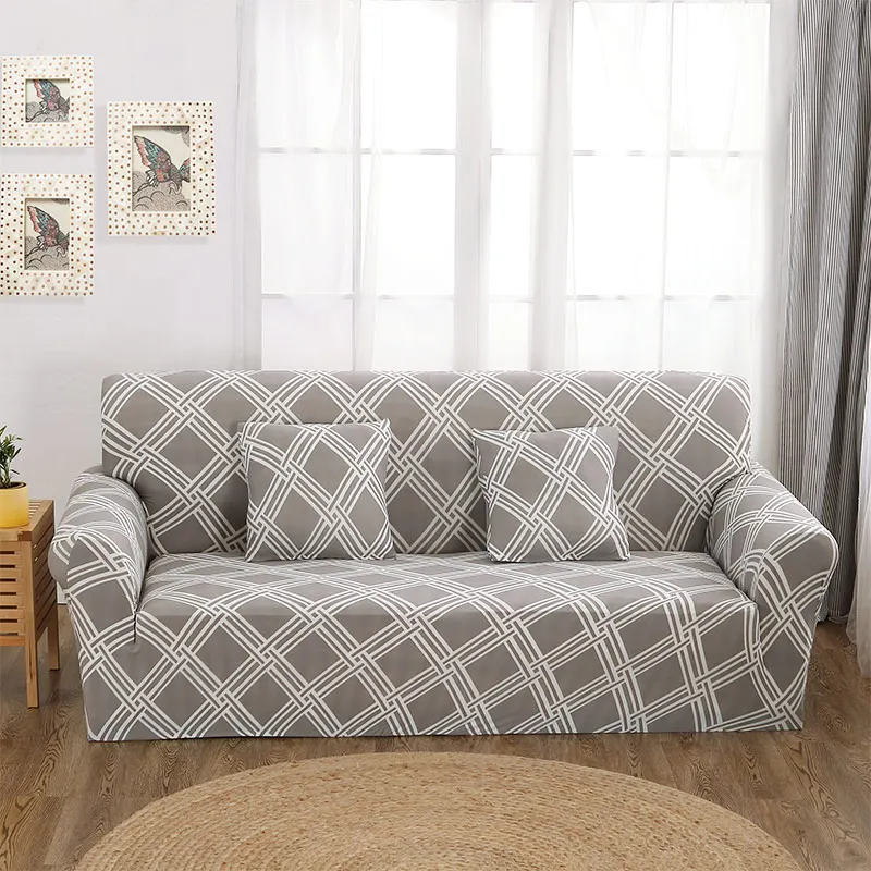 Grey Plaid sofa cover 1