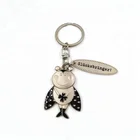 Fashion glitter finished metal bird animal shape keychain metal,oem custom design metal rotating key ,key holder,keyring