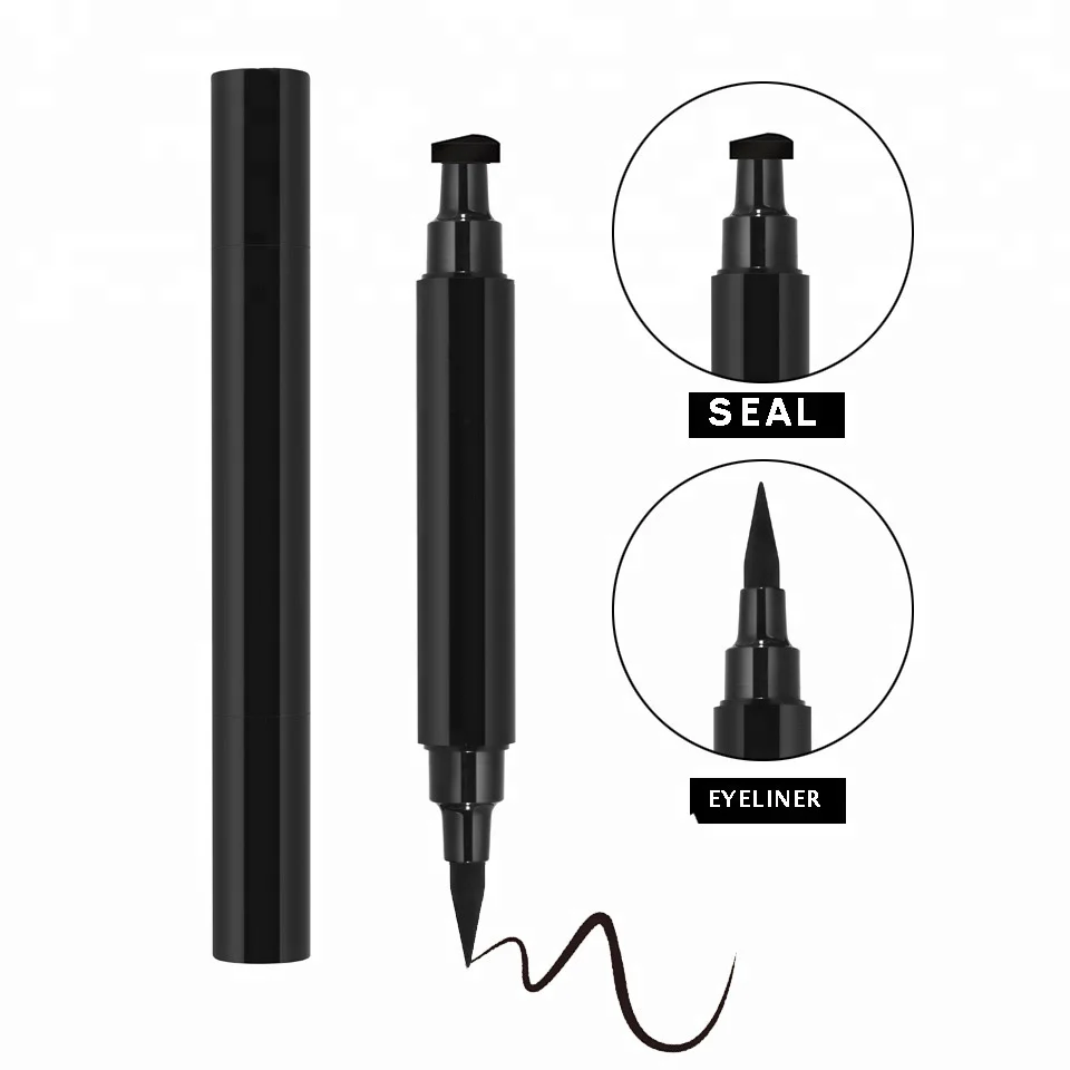

Double End Seal Winged Eyeliner Pen Private Label Quick Dry Waterproof Black Eyeliner Pencil with Triangle Stamp