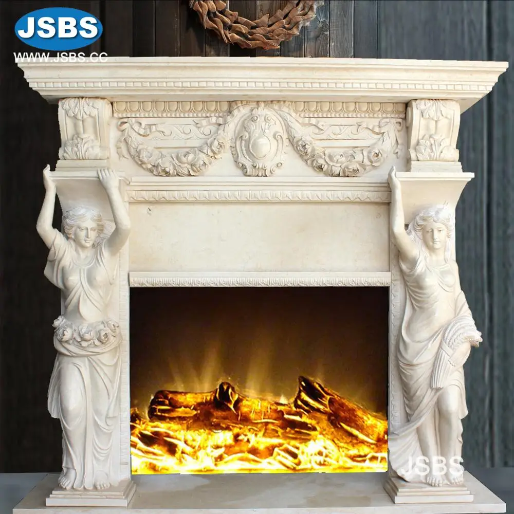 Luxury Design Hand Carved Natural Stone Carved Statues Kamin