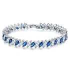Fashion single row blue zirconia sapphire silver tennis bracelet 925 sterling silver jewelry custom
