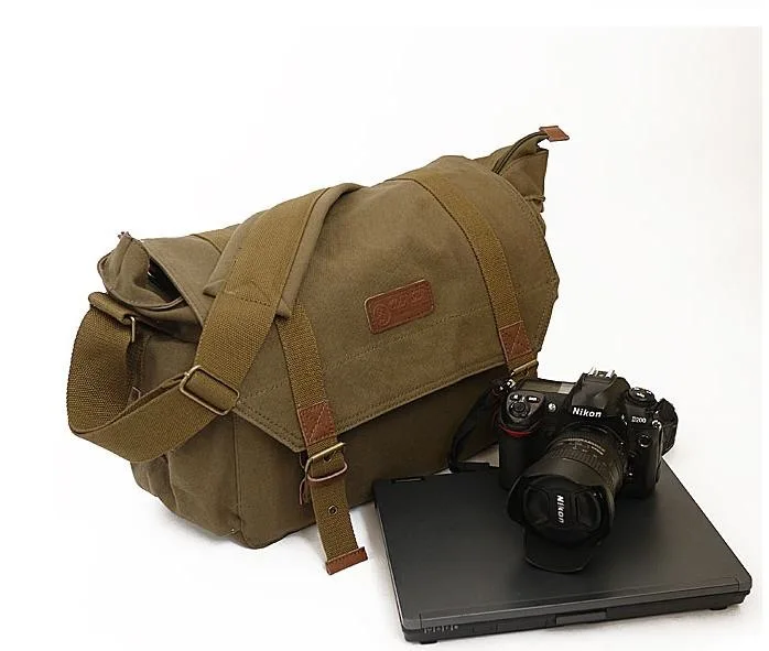 camera and laptop messenger bag