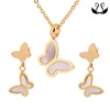Wholesale Stainless Steel Elegant Butterfly Necklace Earring Jewelry Set
