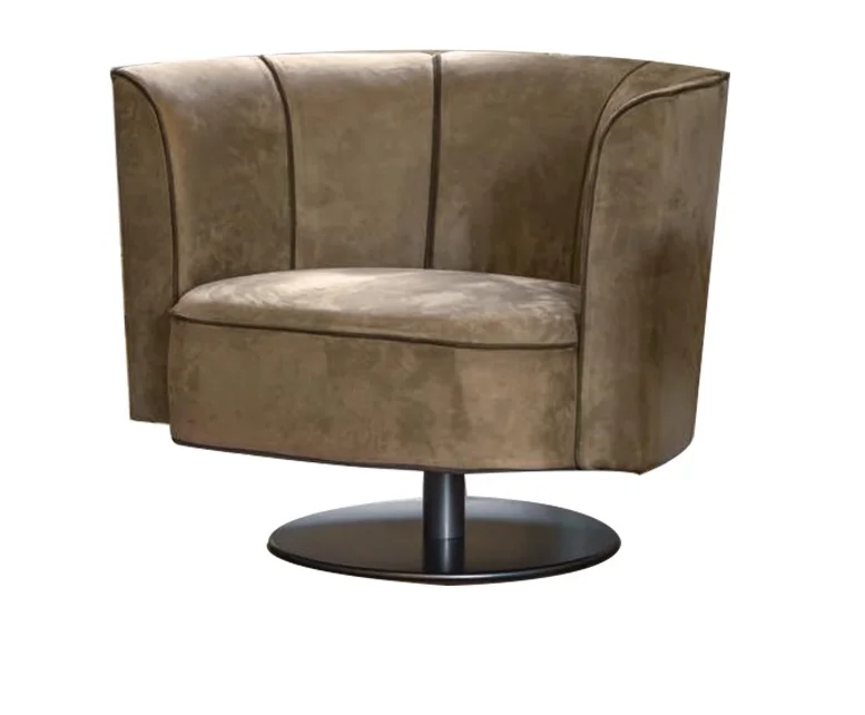 Furniture Living Room Earthy Yellow Leather Single Sofa Chair - Buy