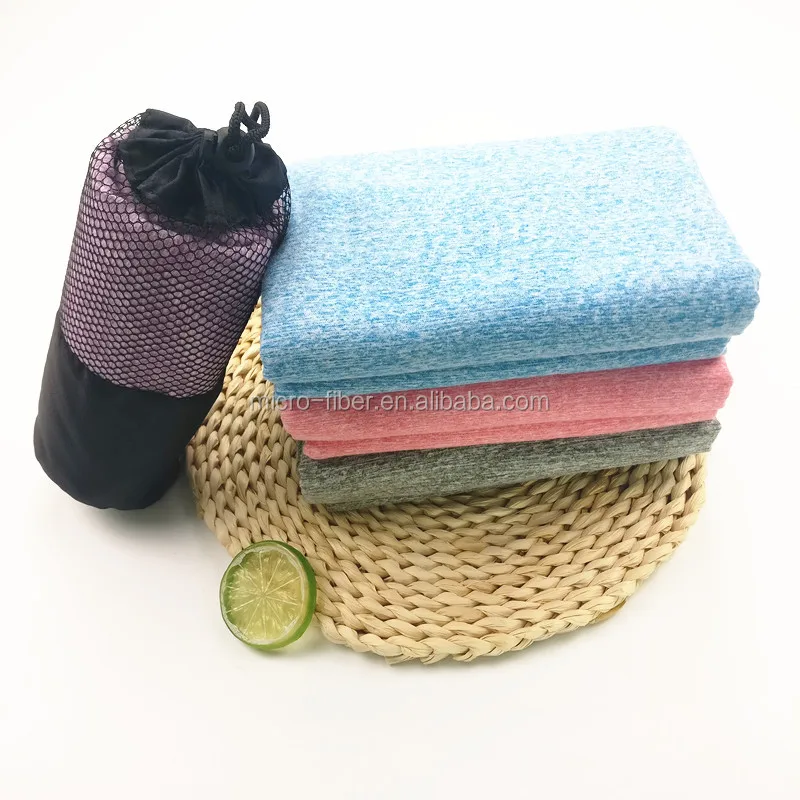 Custom quick dry large size microfiber sports towel with mesh bag