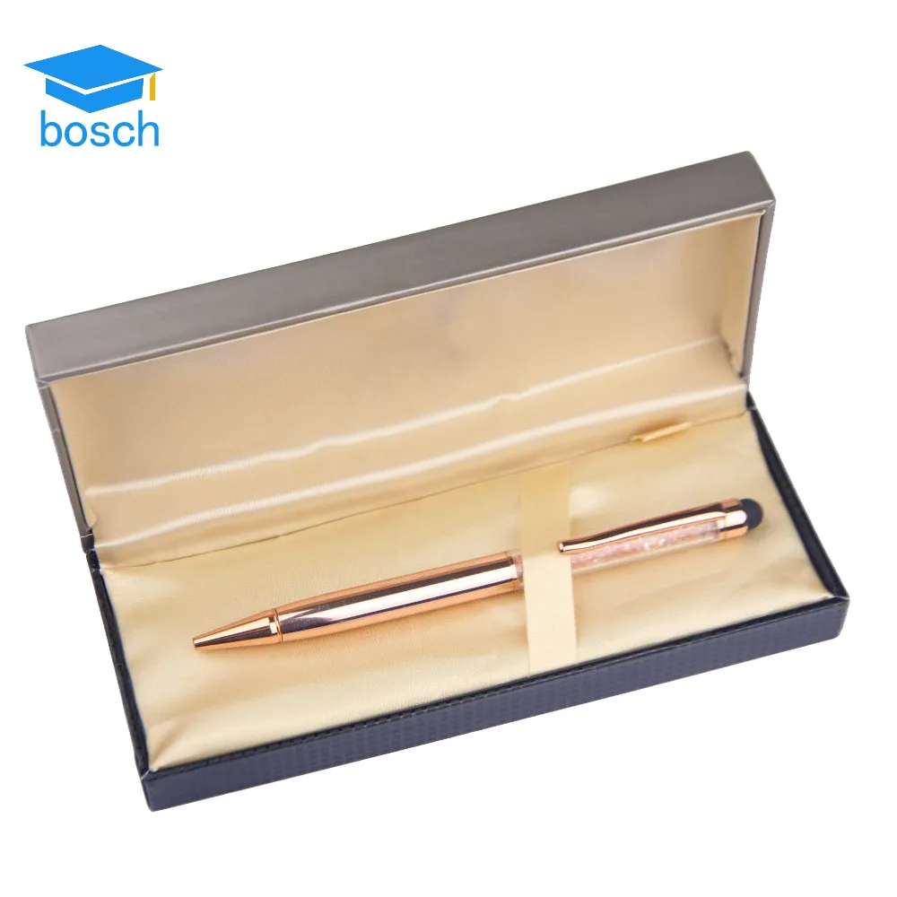 products gift pen set rose gold metal crystal ball pen with box