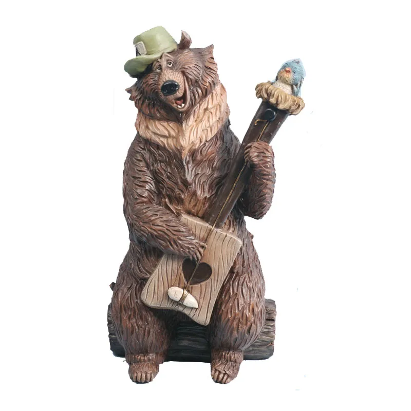 Hotsale polyresin bears animal figurine with guitar