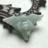 Hand carved green healing jade gemstone angel pendant