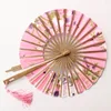 Party Wedding Decor Dropshipping June Colorful Folding Chinese Style Hand Held Silk Round Wall hand fan bamboo folding