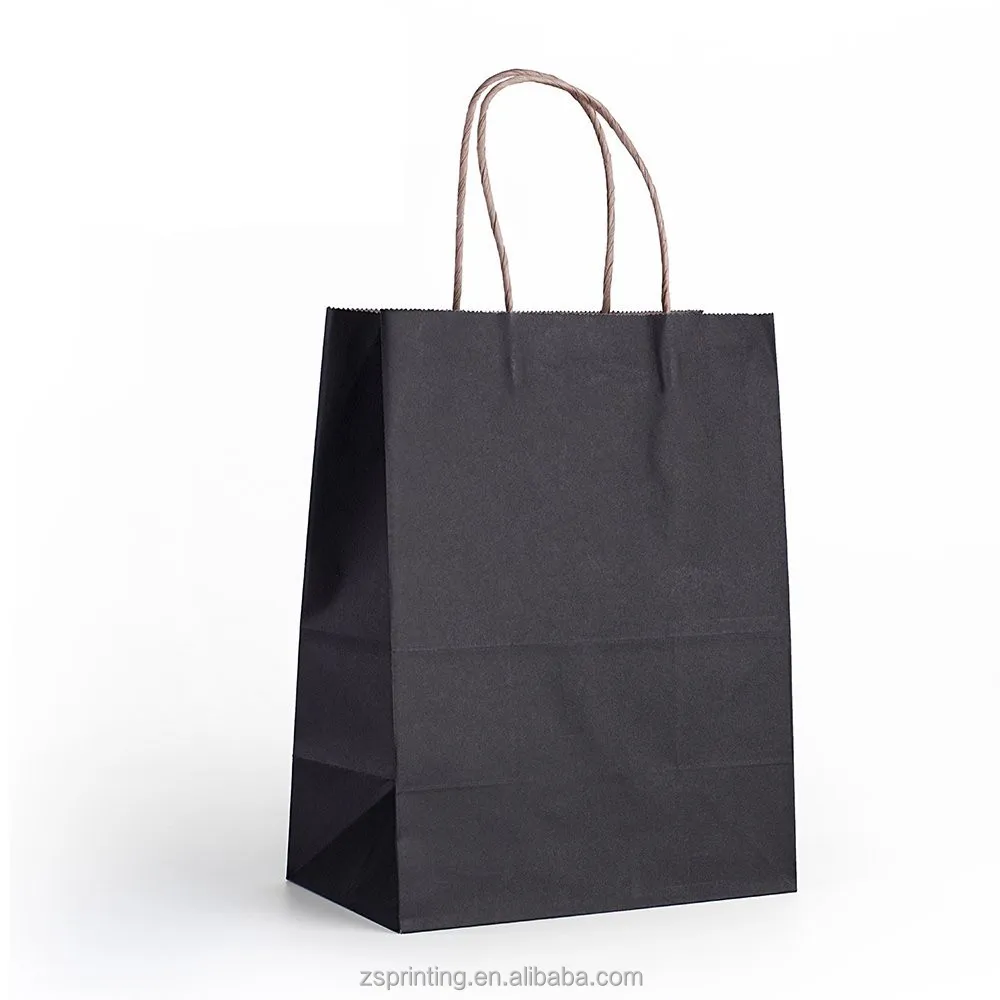 kraft handle shopping gift merchandise carry retail black paper