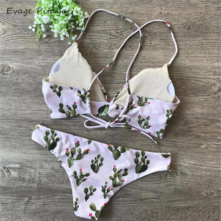2018 New design Wholesale New brand sexy bikini Cactus printing Padded Cross back Low waist Thong swimsuit, As picture show
2018 New design Wholesale New brand sexy bikini Cactus printing Padded Cross back Low waist Thong swimsuit, As picture show