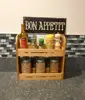 Large bamboo spice rack organizer Two Tiered Wooden Shelf Organizer For Counter Top and Wall Mounted Use