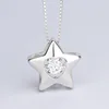 925 Sterling Silver Star Necklace Pendant Crystal Zircon Hollow Heart Necklace Pendant