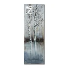 Hand Painted Acrylic Painting Birch by River Grey Tree Oil Painting for Home Decor