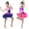Professional kids dance costume mix colored girls ballroom dance dress ZZ035