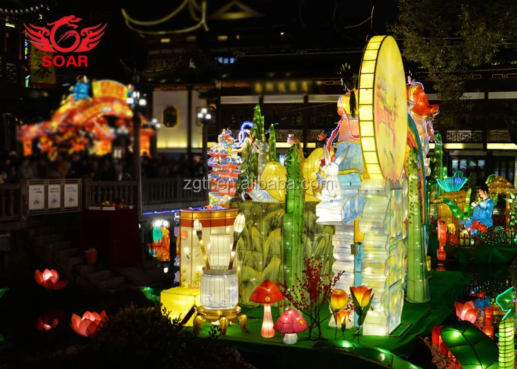 chinese fairy chang e colourful silk lanterns for mid autumn