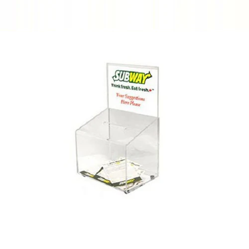 acrylic donation box with lock and chain-b1