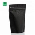 Logo Customization Black Pouches Coffee Packing Bags Stock Product 250g 0.5lb 8oz Matte Black Stand Up Pouches Coffee Packaging Bag With Zipper And Valve