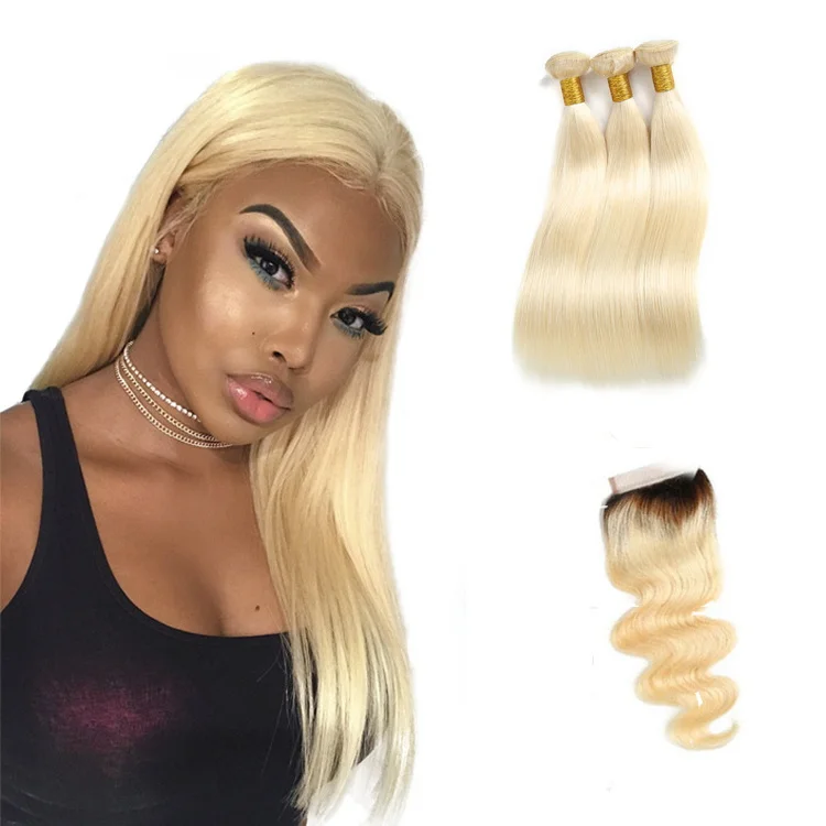 Hot Sale 613 Blonde Virgin Human Hair Weave Bulk Russian 613