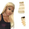 Hot sale 613 blonde virgin human hair weave bulk,Russian 613 bundles with lace frontal closure,cuticle aligned straight