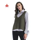custom high quality wholesale women cashmere cotton angora long cardigan v neck knit vest sleeveless sweater