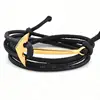 Trendy European Men Wrap Rope Gold Plated Nautical Rope Bracelet