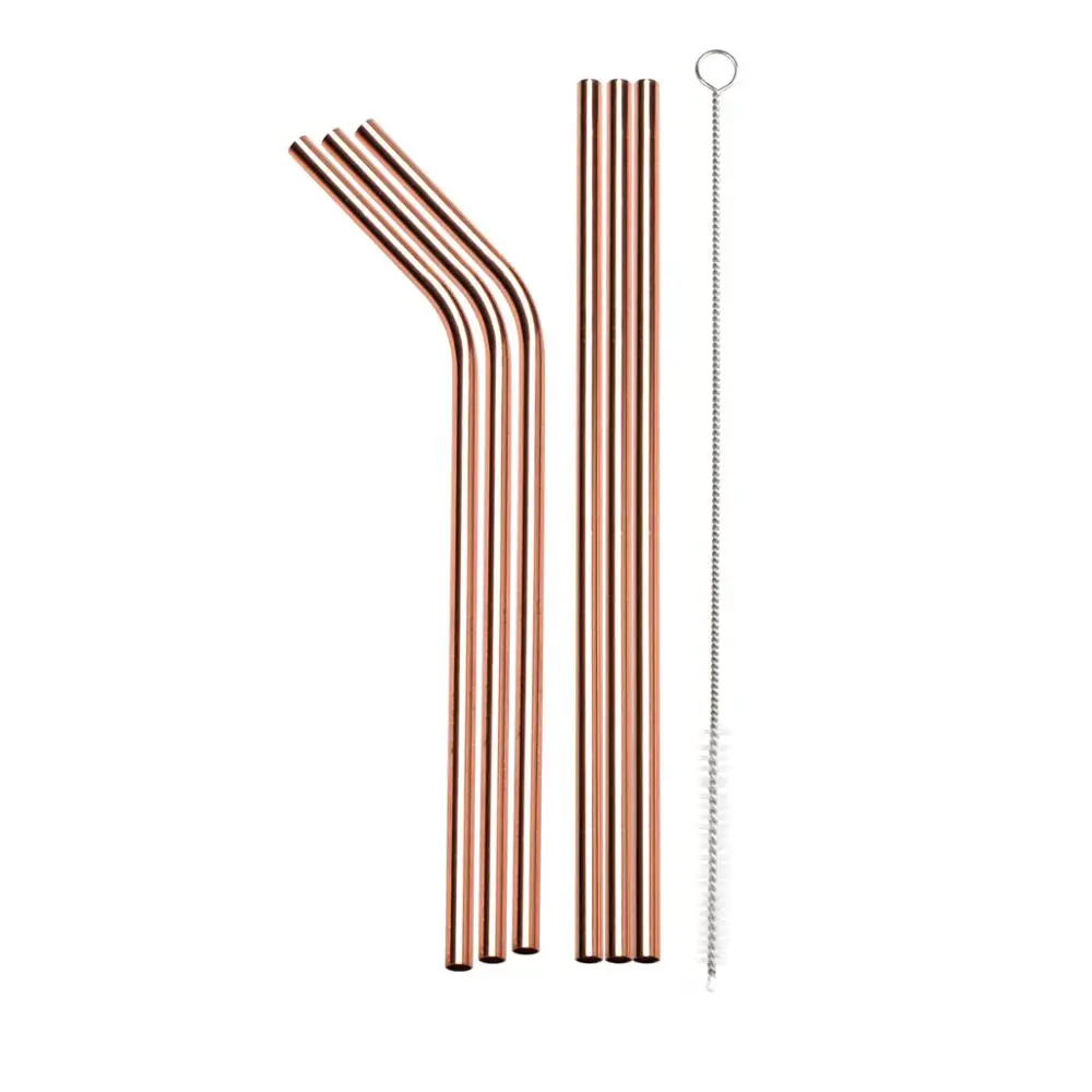 8.5 inches stainless steel drinking straws in popular colors rainbow/copper color with cleaning brush 6+1 set, Copper/rainbow
8.5 inches stainless steel drinking straws in popular colors rainbow/copper color with cleaning brush 6+1 set, Copper/rainbow