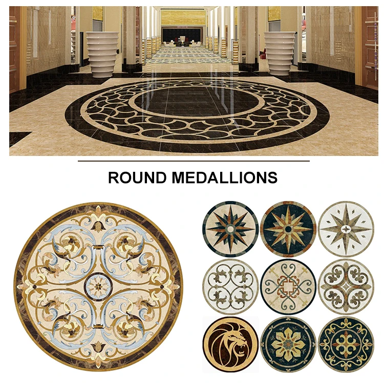 China factory marble medallion waterjet tile floor inlay medallions