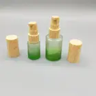 empty small 15ml cosmetic glass lotion gradient perfume bottle with wooden cap