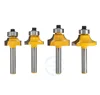 L-N019 4PC 1/4 inch Round Over Edging Router Bit set - 1/4",1/8'',3/8",1/2'' Radius Straight trimmer cleaning corner round bits