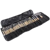 32 PCS Wood Color Handle Makeup Brush with PU Leather Carrying Case