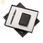 LQPT-GS024 customizing high class and quality metal roller pen wallet with leather box packing luxury business man's gift set