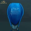 Custom Handmade Blown Blue Art Glass Teardrop Vase Trophy
