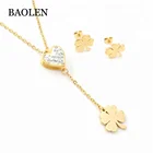 New Arrival Women Jewelry Set Heart Clover Drop Chain Design Necklace And Earring Set With AAA Crystal Set