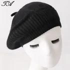 Classical Style Pure Goat Cashmere Super Soft Flat Knitted Winter Funny Beret Hats For Women