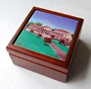 6x6" wooden sublimation jewelry box for sublimation ceraimc tile Wood Jewelry Box Black