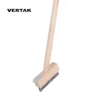 VERTAK Garden Patio Weeding Tool Steel Wire Weed Brush With Long wooden handled