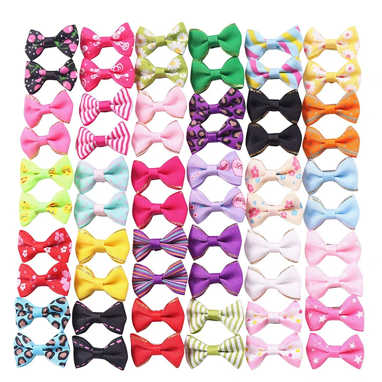 

Cute Puppy Dog Small Bowknot Hair Bows with Rubber Bands (or Clips) Handmade Hair Accessories Bow Pet Grooming Products, Many colors for choose