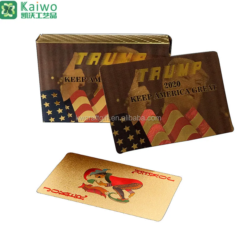 

Custom USA Trump poker cards American gold foil plated poker playing cards, Cmyk