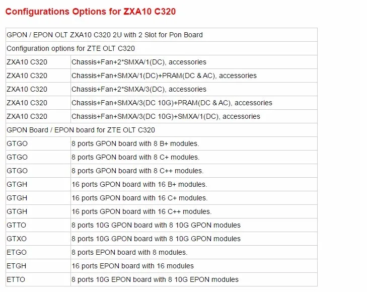 ftth optical line terminals c320 mini olt smxa/3 10 gigabit dc