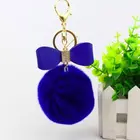 Bowknot Fur Pom Pom Rabbit Fur Ball Leather Tassel Keychain CA2707