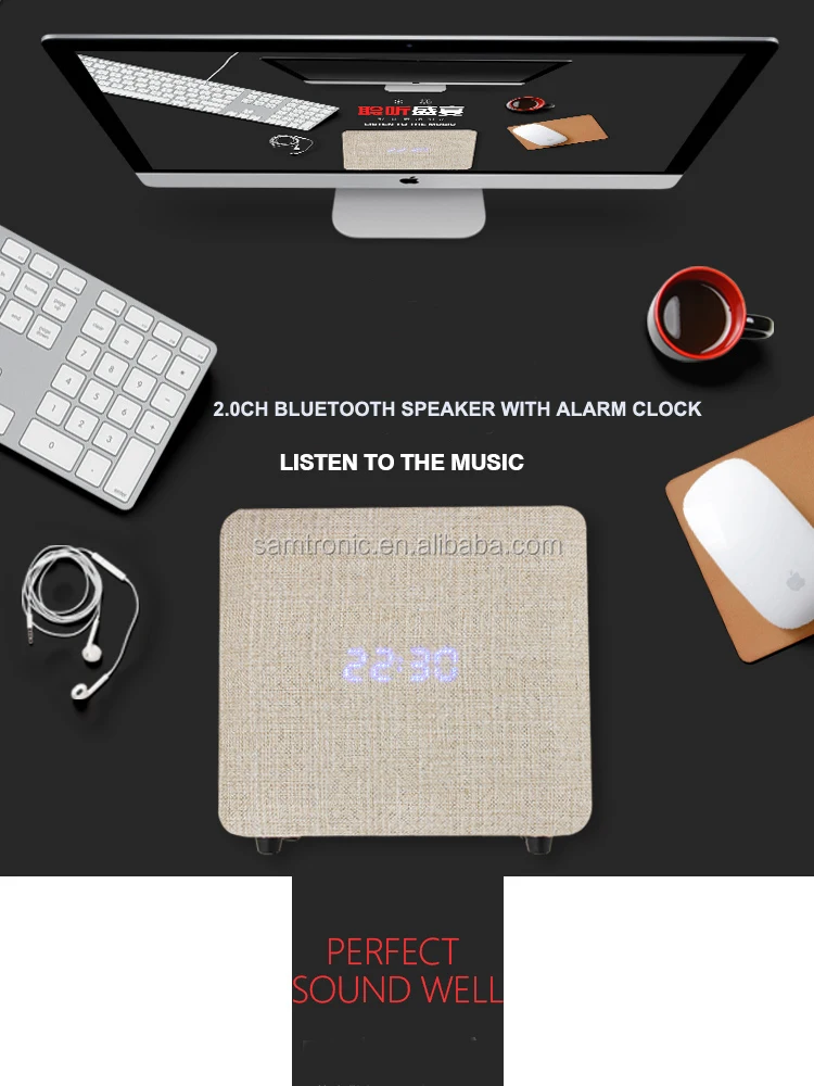 ML-101 Wooden Portable Bluetooth Speaker with Alarm clock Wireless Portable Bluetooth Home Theater Party Speaker Sound system - ANKUX.COM