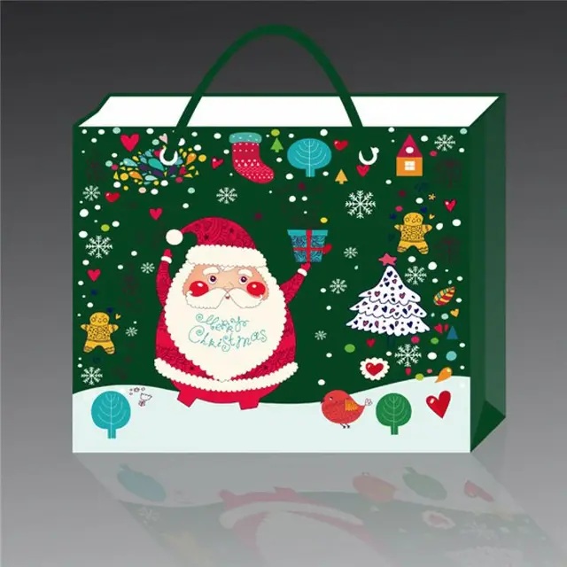 logo printed mix color handle paper bag for christmas gifts